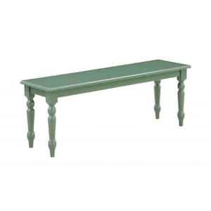 Green Dining Bench Backless with Turned Legs 48 in.