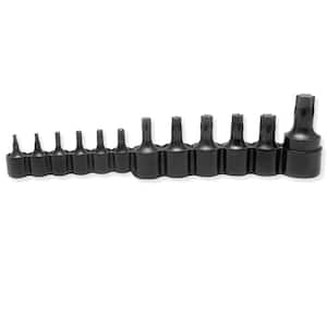 1/4 in., 1/2 in., & 3/8 in. Drive T10 to T60 Torx Tip Socket Set (12-Piece)