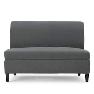 47.2 in. Charcoal Gray Polyester 2-Seater Armless Loveseat with Wood Legs