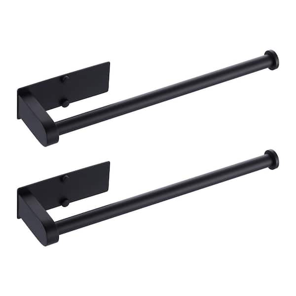 IVIGA Stainless Steel Wall Mount Drilling Kitchen Bathroom Paper Towel Holder Under Cabinet in Matte Black (2-Pack)