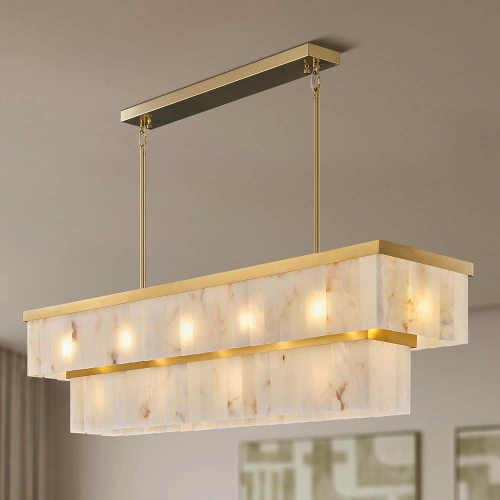 54 in. 16-Light Gold Modern Chandelier, Round Chandelier w/ Alabaster Shade for Dining Room, Living Room, Kitchen Island price history on PriceWatchPro