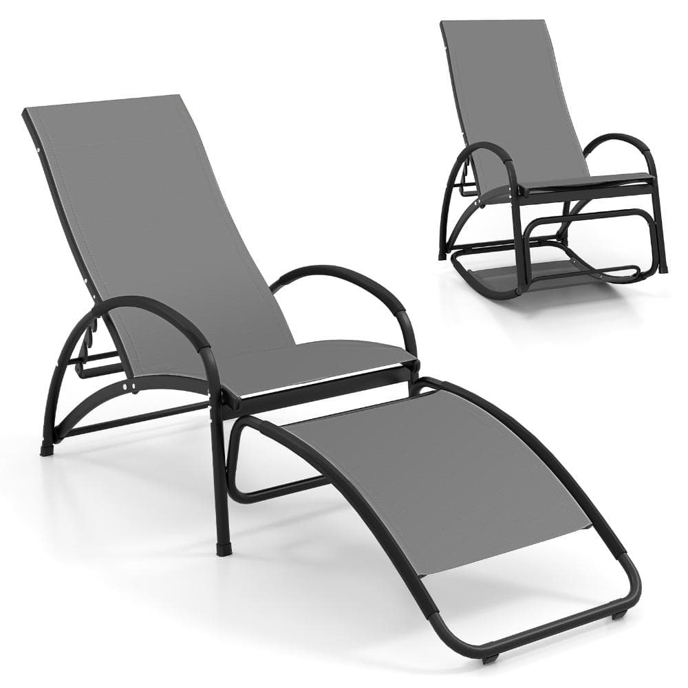 Gray 2-in-1 Outdoor Rocking Chair with 4-Position Adjustable Backrest price history on PriceWatchPro