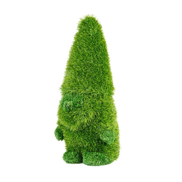 NATURAE DECOR 19 in. Green Artificial Turf Topiary 19 in. Garden Gnome