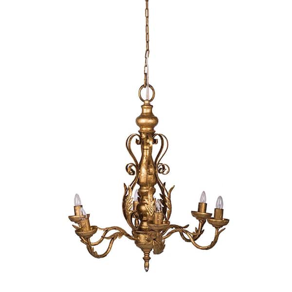 Magic Home 6-Light Vantage Gold Branch Pendant Chandelier