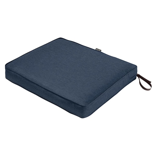 Classic Accessories Montlake Heather Indigo Blue 21 in. W x 19 in. D x 3 in. Thick Rectangular Outdoor Seat Cushion