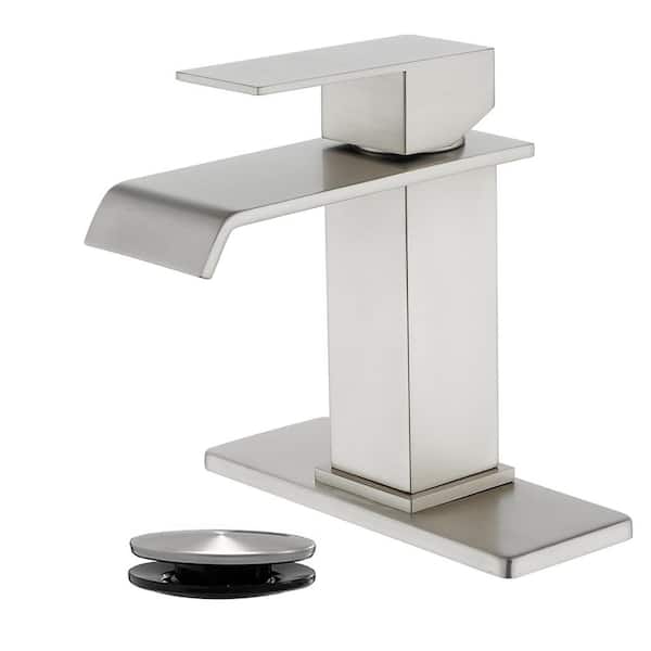 Ami Mid Arc Single Handle Single-Hole Bathroom Faucet 1.2 GPM With Drain in Brushed Nickel