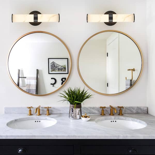 14 in. W 1-Light LED Wall Sconces Elegant Vanity Lighting Fixtures for Hallways, Bathrooms, Bedrooms, Black (Set of 2)