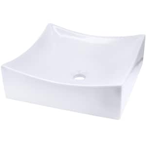 Modern White Porcelain Square Vessel Sink