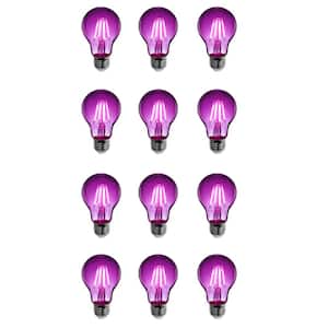 25-Watt Equivalent A19 Dimmable Filament Purple Colored Glass E26 Medium Base LED Light Bulb (12-Pack)