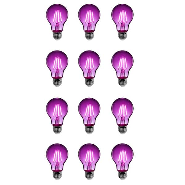 Feit Electric 25-Watt Equivalent A19 Dimmable Filament Purple Colored Glass E26 Medium Base LED Light Bulb (12-Pack)