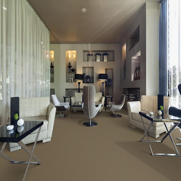 Ramble On - Derby - Beige 20 oz. SD Polyester Loop Installed Carpet