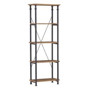 74.5 in. H Rustic Oak Vintage Industrial 4-Shelf 26 in. Standard Bookcase