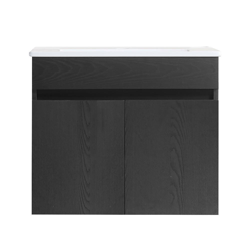 24 in. W x 18 in. D x 19 in. H Wall Mounted Bath Vanity in Black with White Ceramic Basin Top price history on PriceWatchPro
