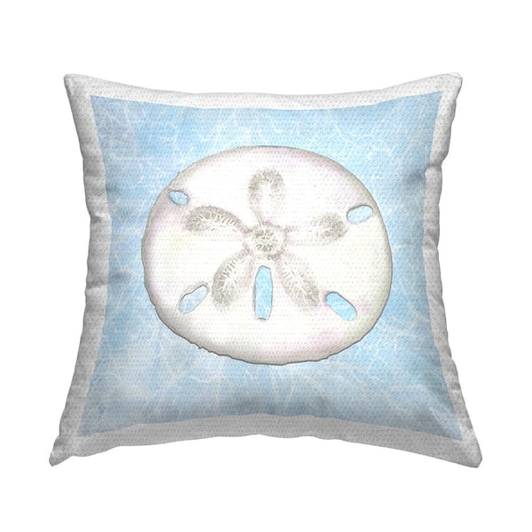 Stupell Industries Sand Dollar Coastal Sea Life Blue Square Outdoor Throw Pillow