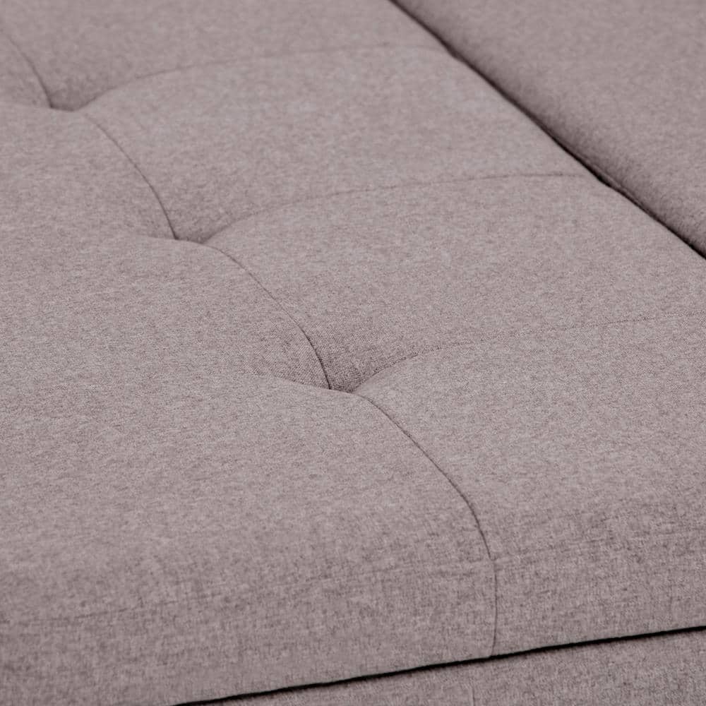 Cloud Grey Linen Contemporary Square Tufted Storage Ottoman