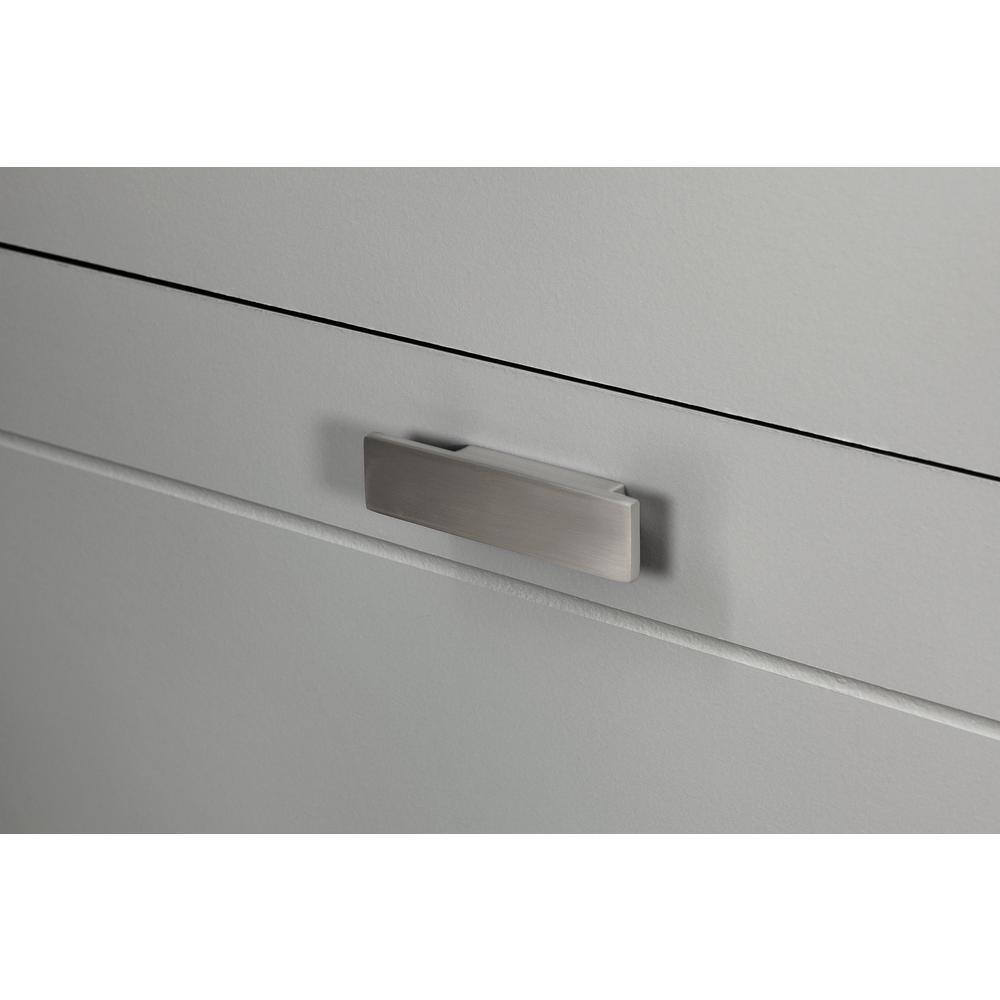 Soft Gray 2-Drawer Particleboard Nightstand with Cord Catcher