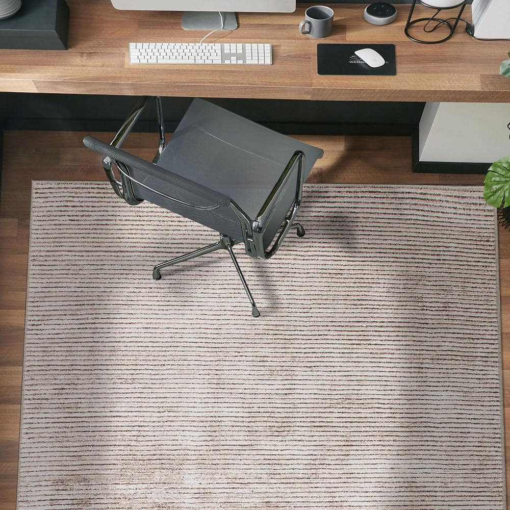 Beige Stripe Synthetic Flat Woven 10' x 14' Area Rug
