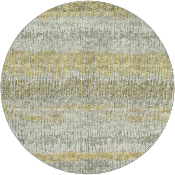 Dream Shag Premium Machine Washable Abstract ADS37 Sage 8 ft. x 8 ft. Round Rug