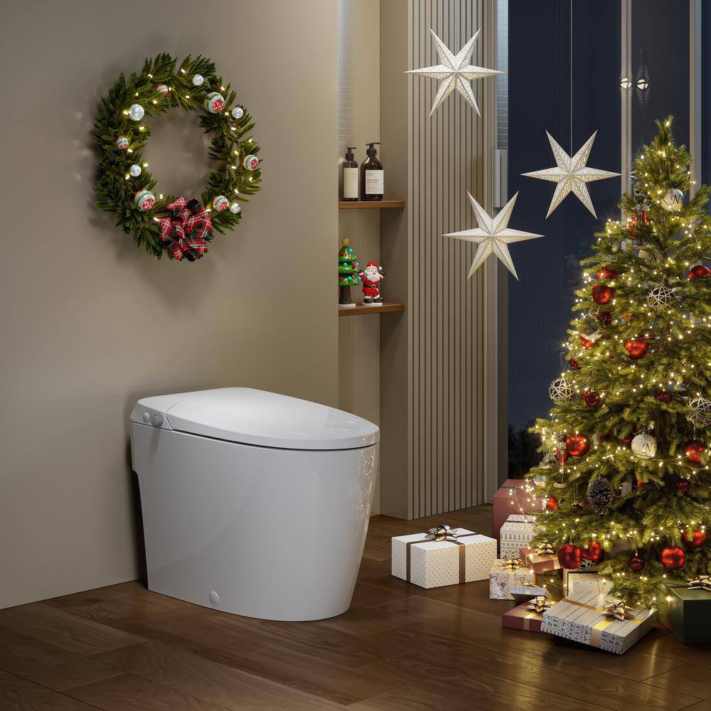 White Elongated Free Standing Non-Electric Smart Bidet Toilet