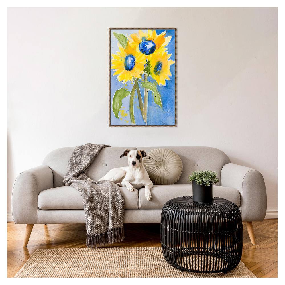 Sunflowers Abstract Canvas Print with Bronze Frame, 23"x33"