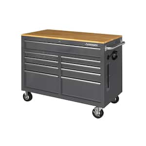 SD 46 in. W x 24.5 in. D 9-Drawer Gloss Gray Mobile Workbench