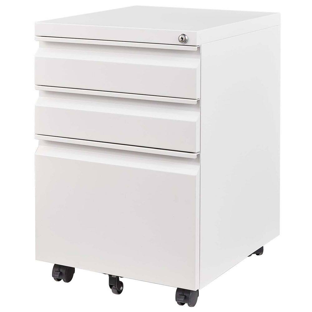 17.32 in. W 3 Drawer Mobile File Cabinet with Lock, WhiteMetal Filing Cabinets, Modular Tool Carts price history on PriceWatchPro