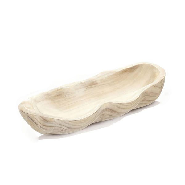 Brown Wood 16in. Wavy Live Edge Dough Bowl Large Size Wood Rustic Dough Bowl