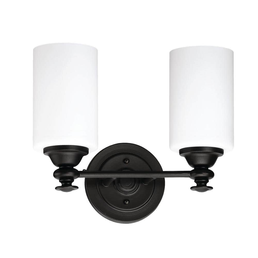 Dardyn 13.38 in. 2 Light Espresso Finish Vanity Light with White Frost Glass Shade price history on PriceWatchPro