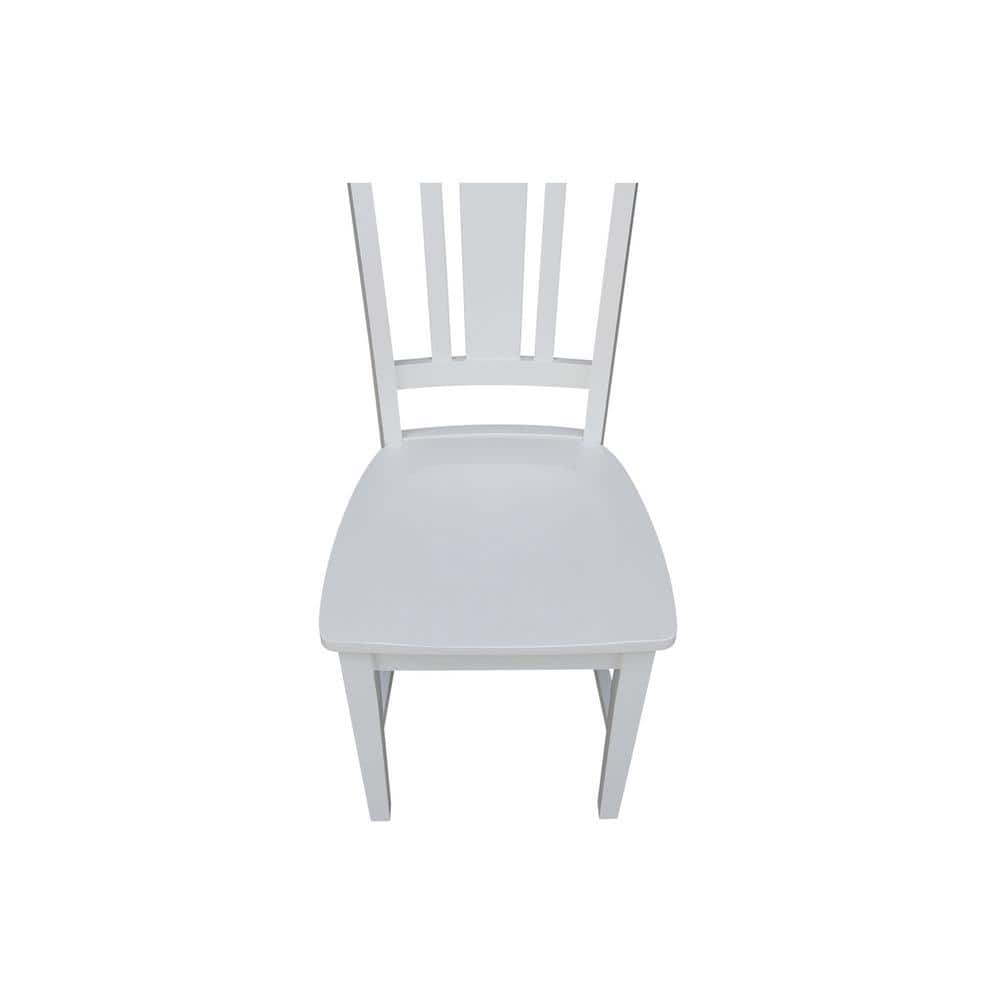 White High Back Solid Wood Slat Dining Chair Set