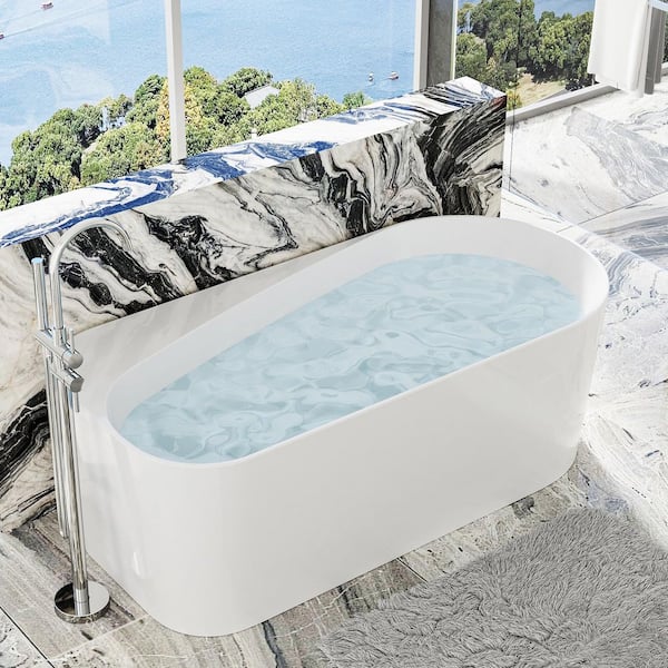 67 in. x 31.5 in. Acrylic Soaking Bathtub with Left Drain in White