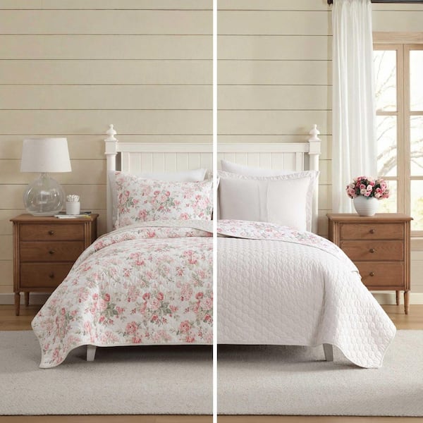 Laura Ashley Rosemoore 2-Piece Pink/Green Cotton Percale Twin