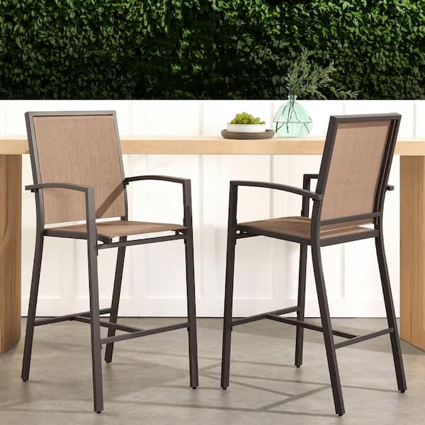 Unbranded Metal Outdoor Bar Stool (2-Pack) with Footrests