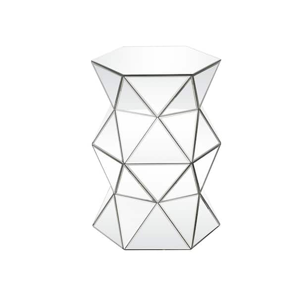 Acme Furniture Meria 12 in. Mirroed Short Pedestal Glass Top End Table