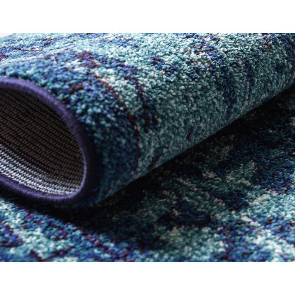 Fleur Intricate Pattern Navy to Light Blue Round Rug - 6'