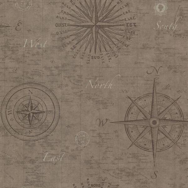 Compass Backing Paper Reyes, Navigate Wheat Vintage Compass Paper Non-Pasted Wallpaper Roll ...