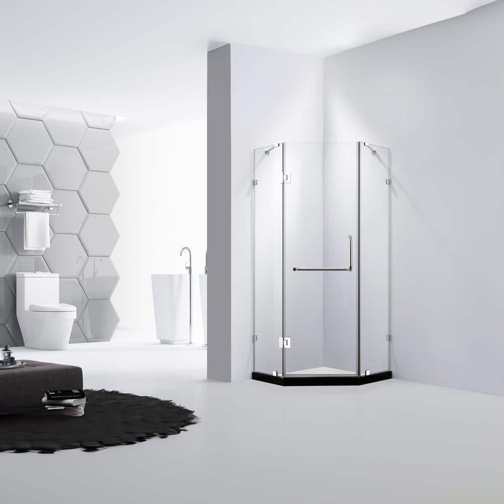 39.4" x 79" Frameless Neo-Angle Chrome Shower Door