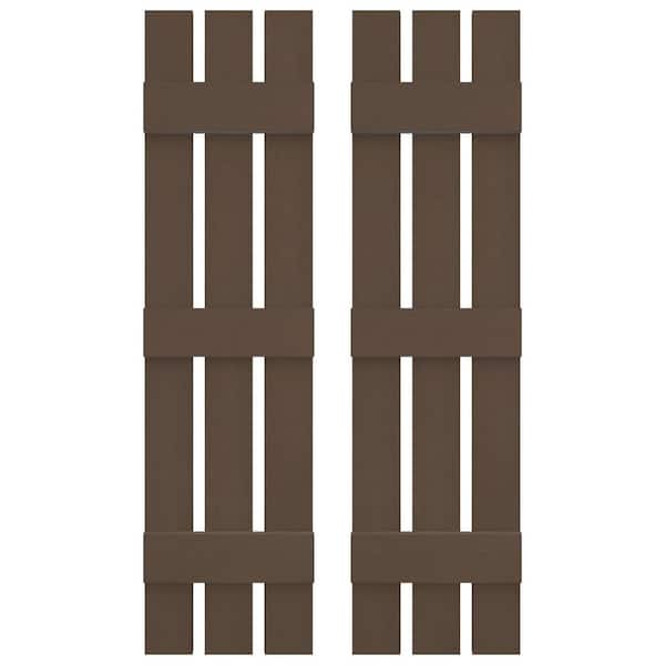 Ekena Millwork Builders Edge 12 in. W x 67 in. H Vinyl Board and Batten Shutters Pair in French Roast