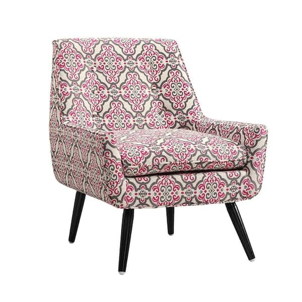 Linon Home Decor Trelis Eagle Pink and Gray Polyester Arm Chair