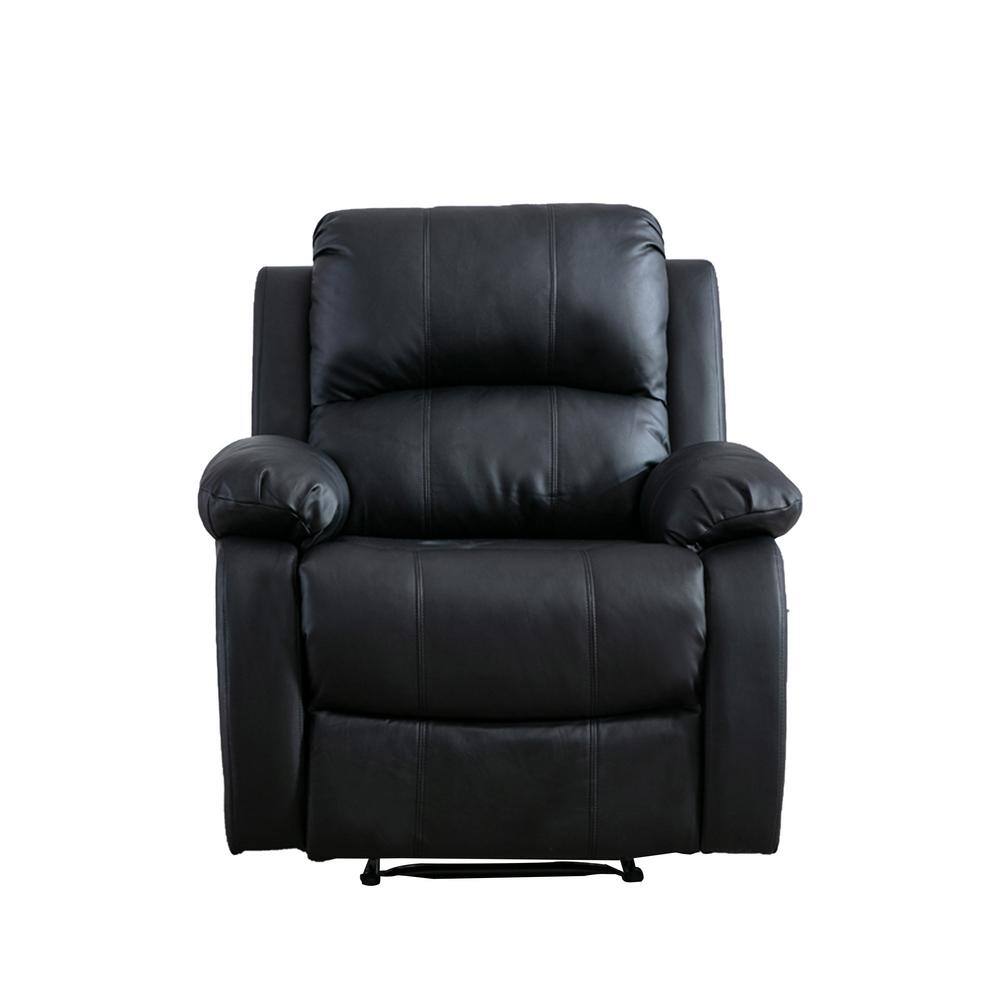 Comfortable Black Faux Leather Reclining Storage Recliner with Manual