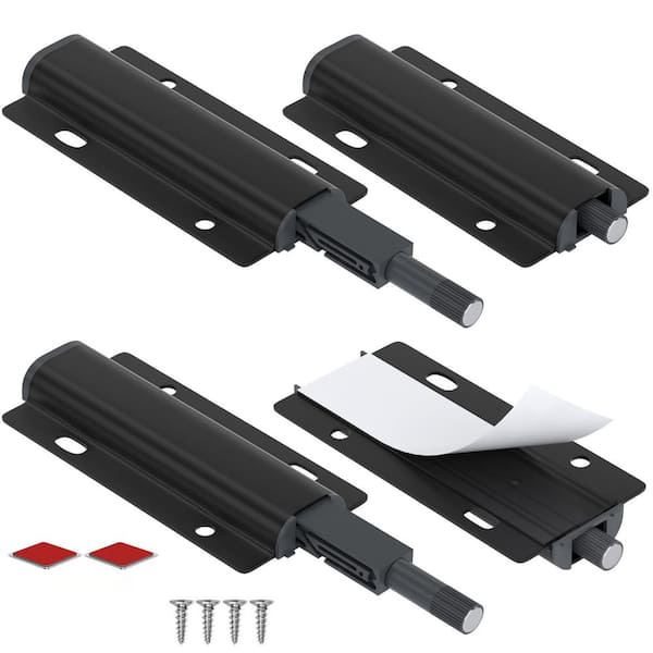 4-Piece Magnetic Push Close Cabinet Latch, Push Open Door Latch for Drawer Closure Push Catch Press Out Black