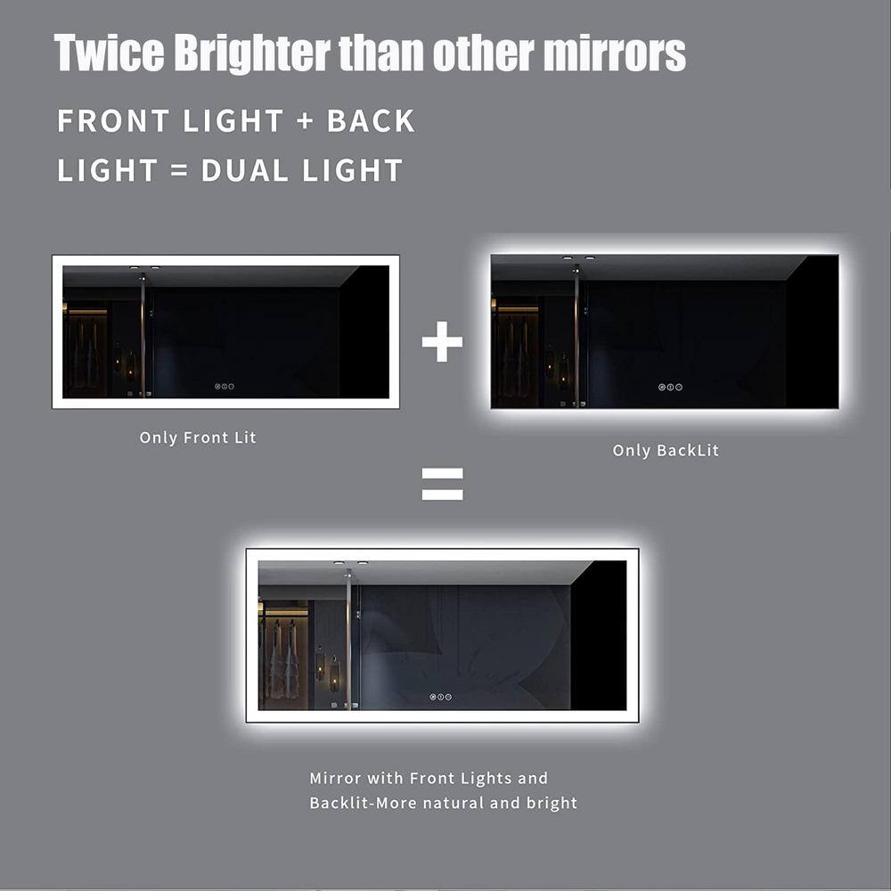 Oversized Matte Black Aluminum Frameless LED Vanity Mirror