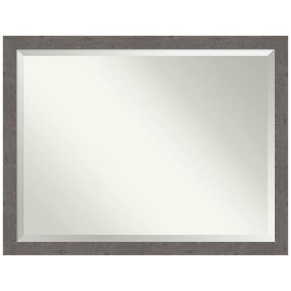 Amanti Art Rustic Plank Grey Narrow 43.5 in. H x 33.5 in. W Framed Wall Mirror