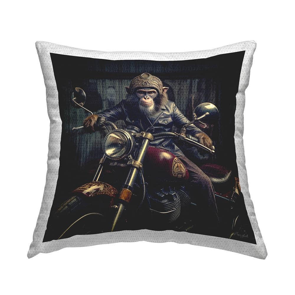 Monkey and Motorcycle Black Square Outdoor Throw Pillow price history on PriceWatchPro