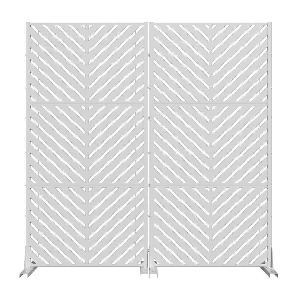 16 in. L x 59 in. H x 29.5 in. W Galvanized Metal Outdoor Privacy Screens Garden Fence in White (Set of 2) price history on PriceWatchPro
