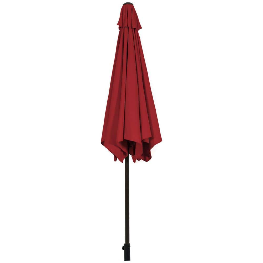 Red 9ft Steel Frame Outdoor Patio Umbrella with Crank