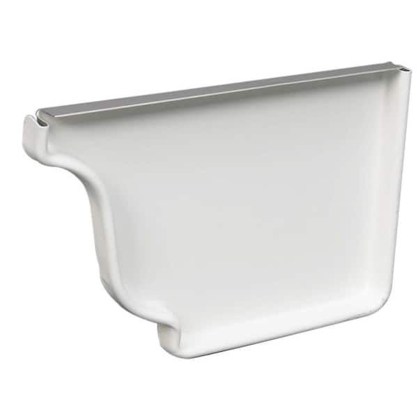 Amerimax Home Products 5 in. High Gloss 80 Degree White Aluminum K-Style Right End Cap