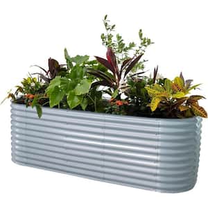 32 in. Extra Tall Raised Garden Bed Kits, 10-In-1 Modular Planter Box for Vegetables Flowers Fruits Oval Metal Sky Blue