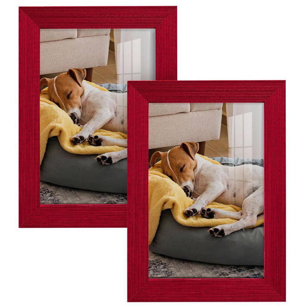 Wexford Home Grooved 5 in. x 7 in. Red Picture Frame (Set of 2) WF107C