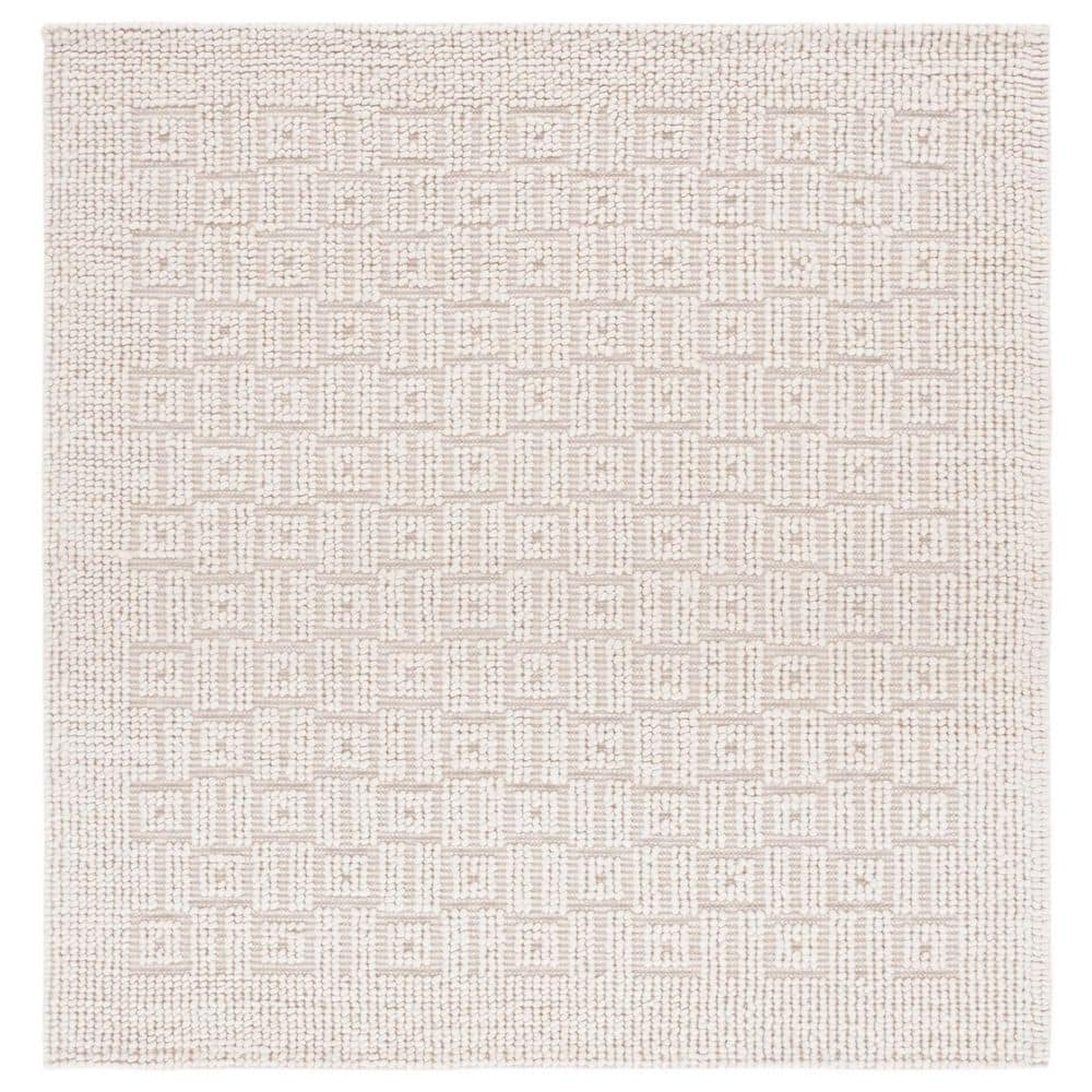 SAFAVIEH Natura 6 ft. x 6 ft. Ivory High-Low Geometric Square Area Rug ...