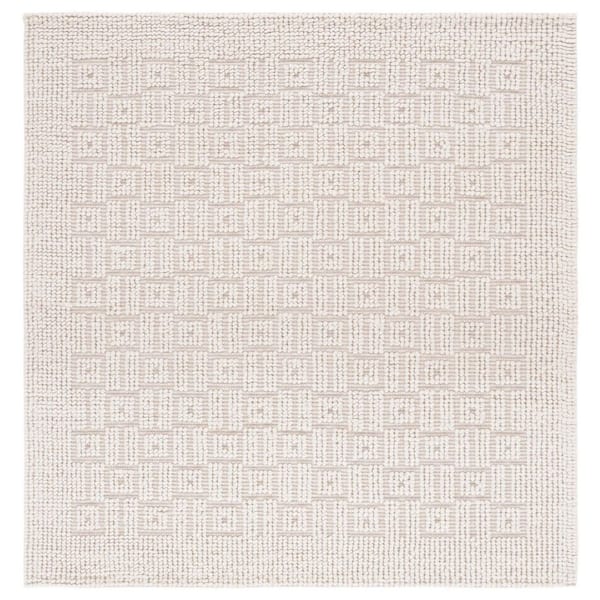 SAFAVIEH Natura 6 ft. x 6 ft. Ivory High-Low Geometric Square Area Rug ...